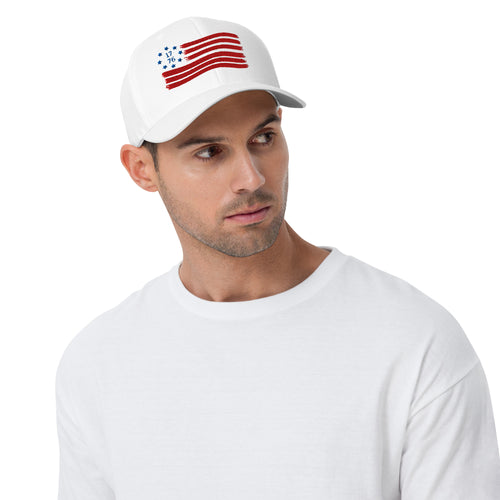 Men's white, red and blue America 1776 baseball cap