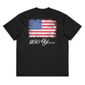 Black men's vintage American flag 250 years box t-shirt