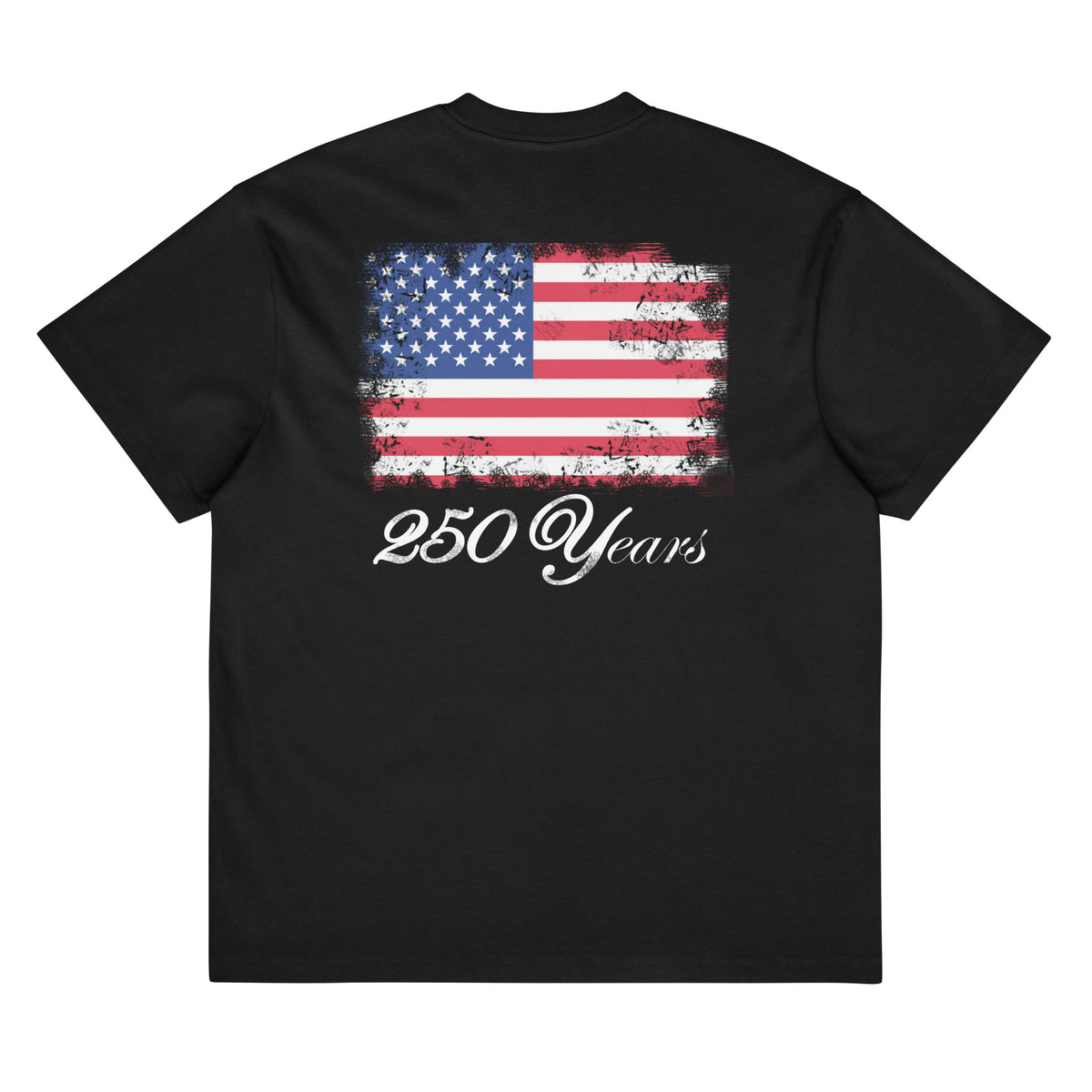 Black men's vintage American flag 250 years box t-shirt