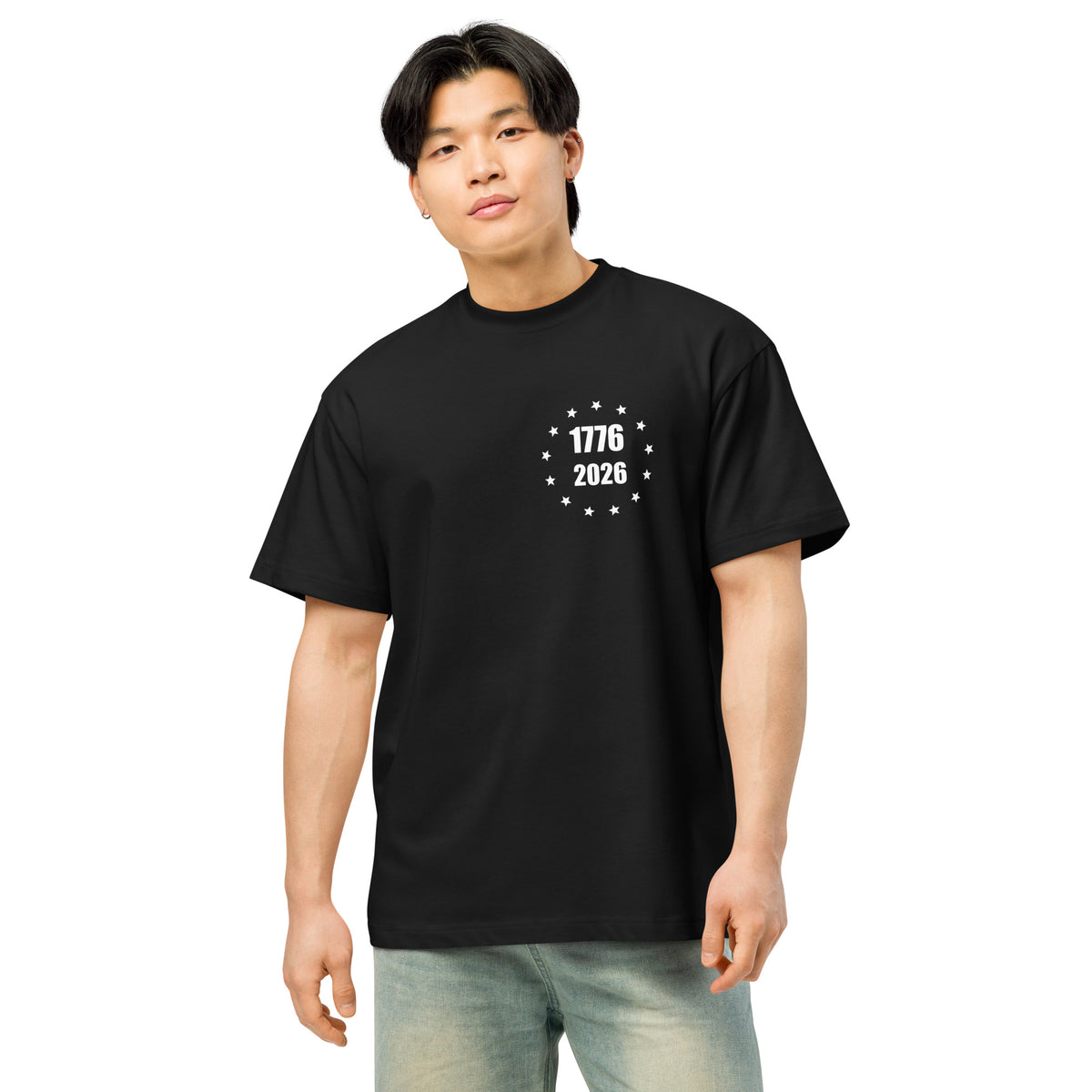 Black men's vintage American flag 250 years box t-shirt
