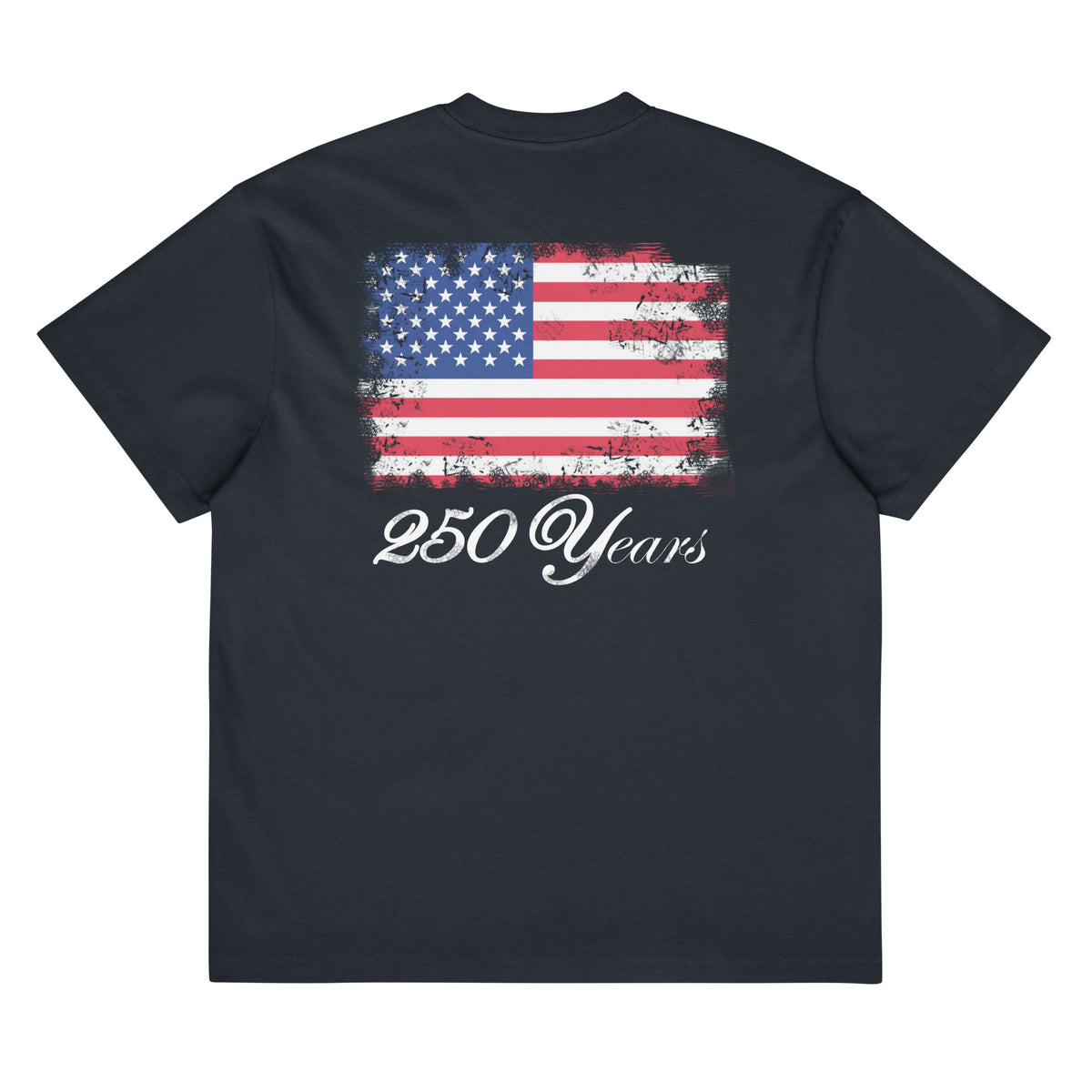 Navy men's vintage American flag 250 years box t-shirt