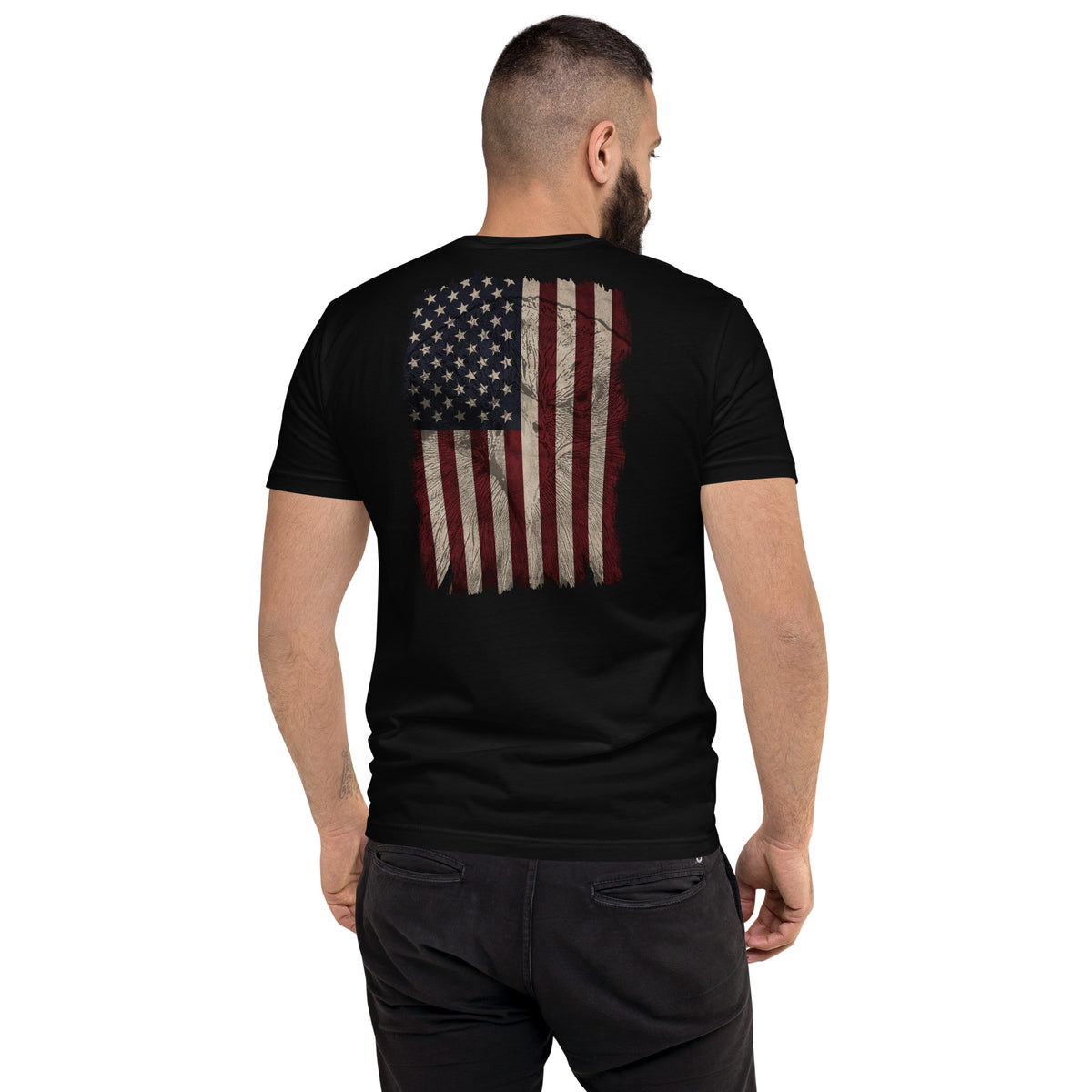 Black Men's Bald eagle in American flag t-shirt