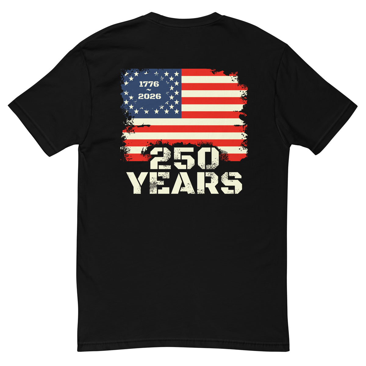 America 250 Distressed American flag tactical design men's t-shirt black