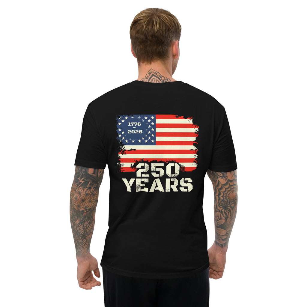 America 250 Distressed American flag tactical design men's t-shirt black