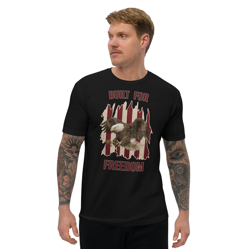 Men's black built for freedom American flag and eagle t-shirt