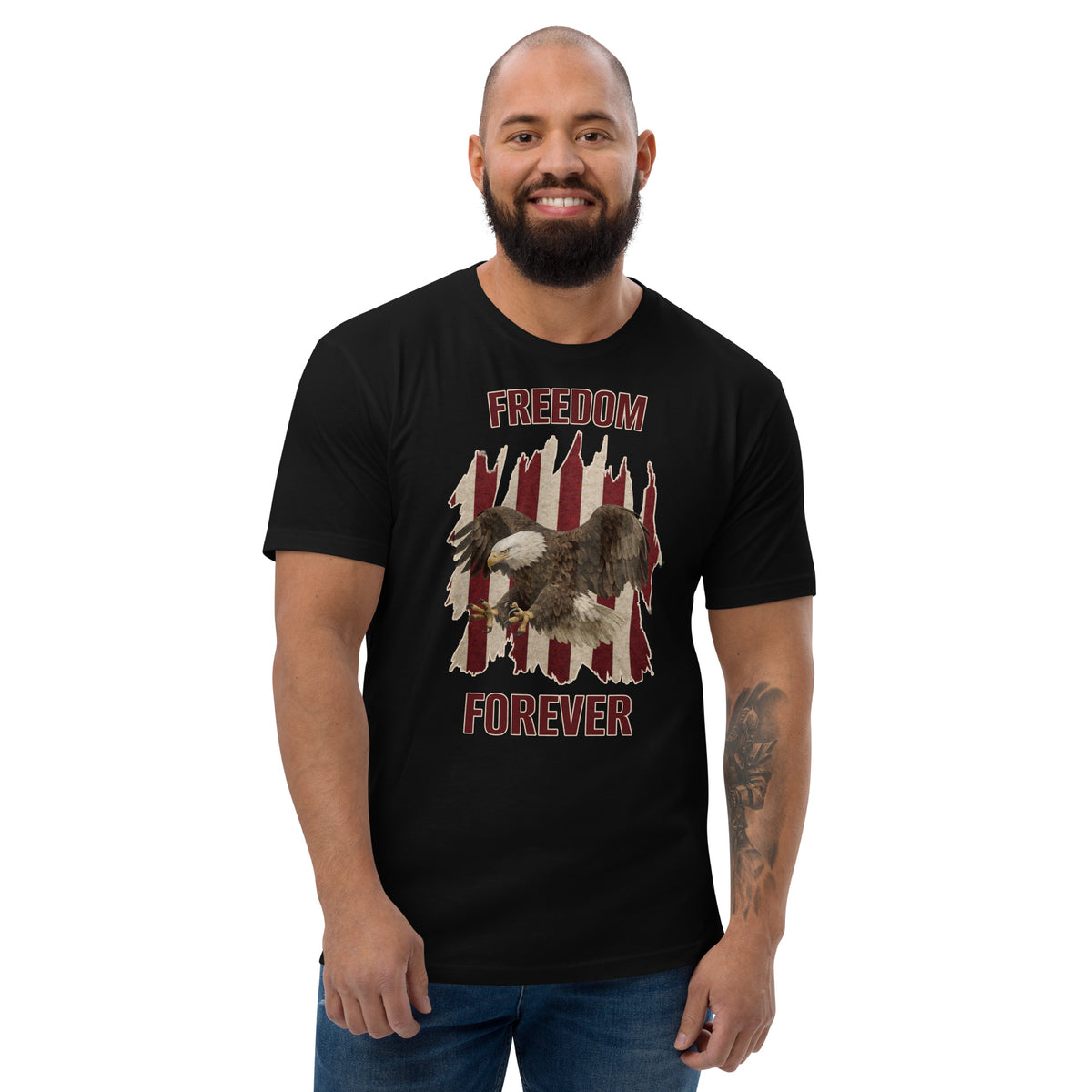 Men's black Freedom forever American flag and eagle t-shirt