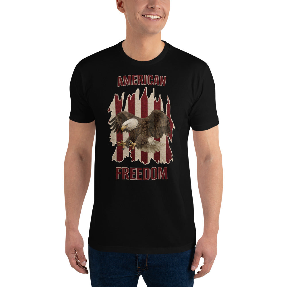 Men's American freedom American flag eagle shirt black 