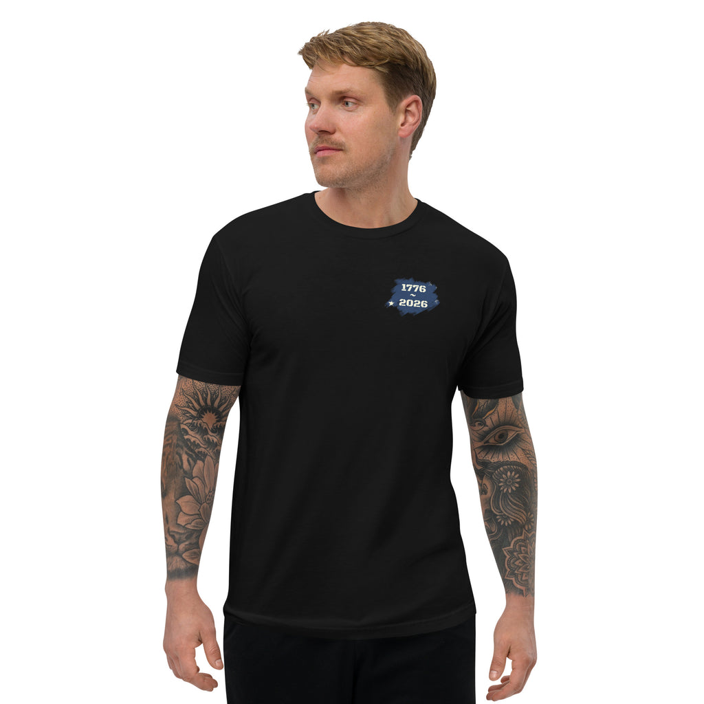 America 250 Distressed American flag tactical design men's t-shirt black