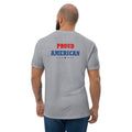 Back of men's American pride red and blue t-shirt