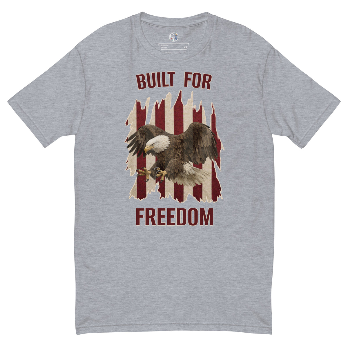 Men's gray built for freedom American flag and eagle t-shirt