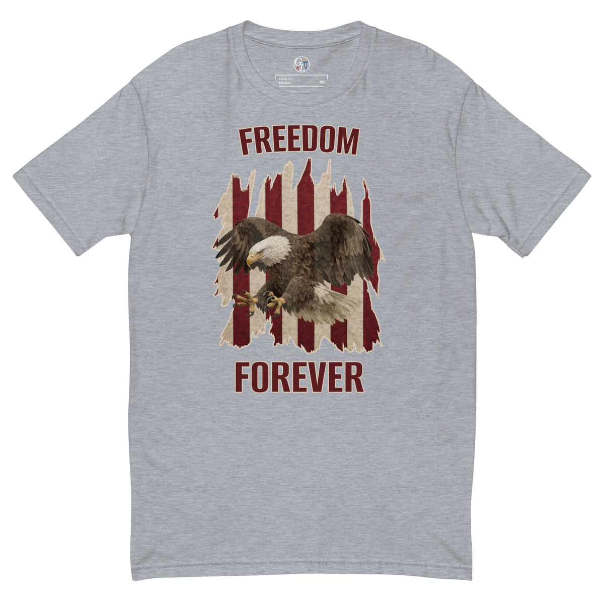 Men's gray Freedom forever American flag and eagle t-shirt