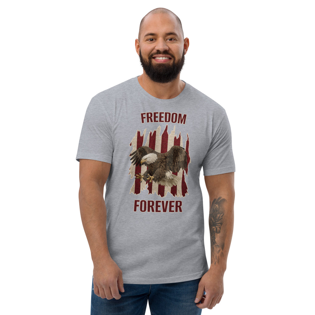 Men's gray Freedom forever American flag and eagle t-shirt