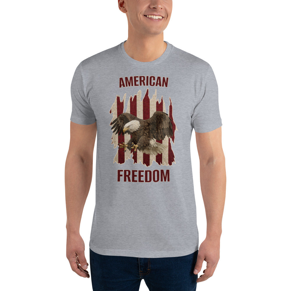 Men's American freedom American flag eagle shirt gray