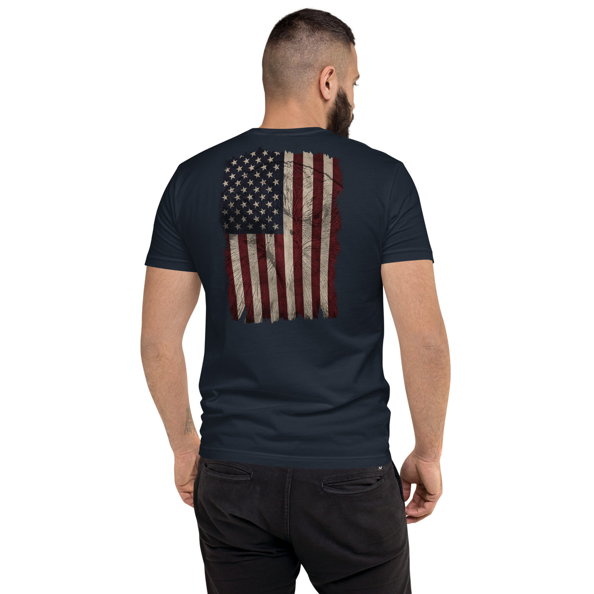 Navy Men's Bald eagle in American flag t-shirt