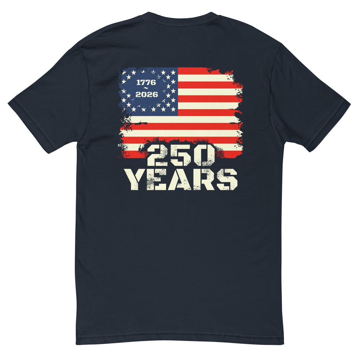America 250 Distressed American flag tactical design men's t-shirt navy