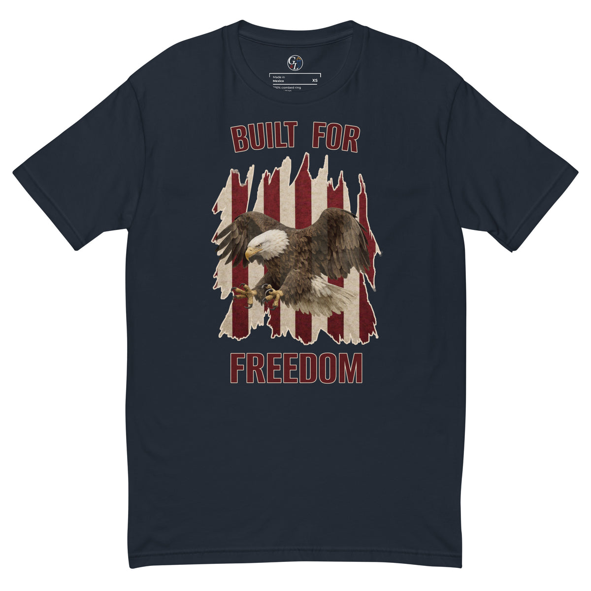 Men's navy built for freedom American flag and eagle t-shirt
