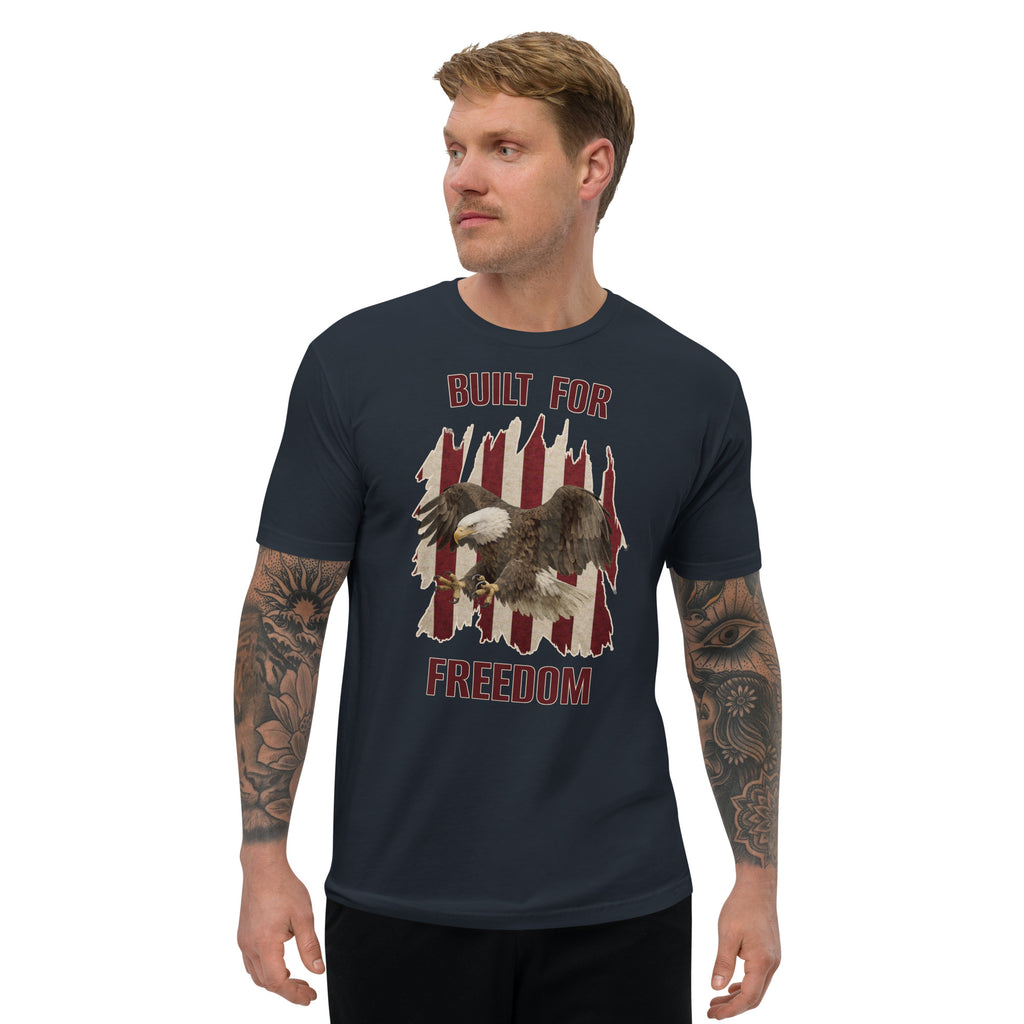 Men's navy built for freedom American flag and eagle t-shirt