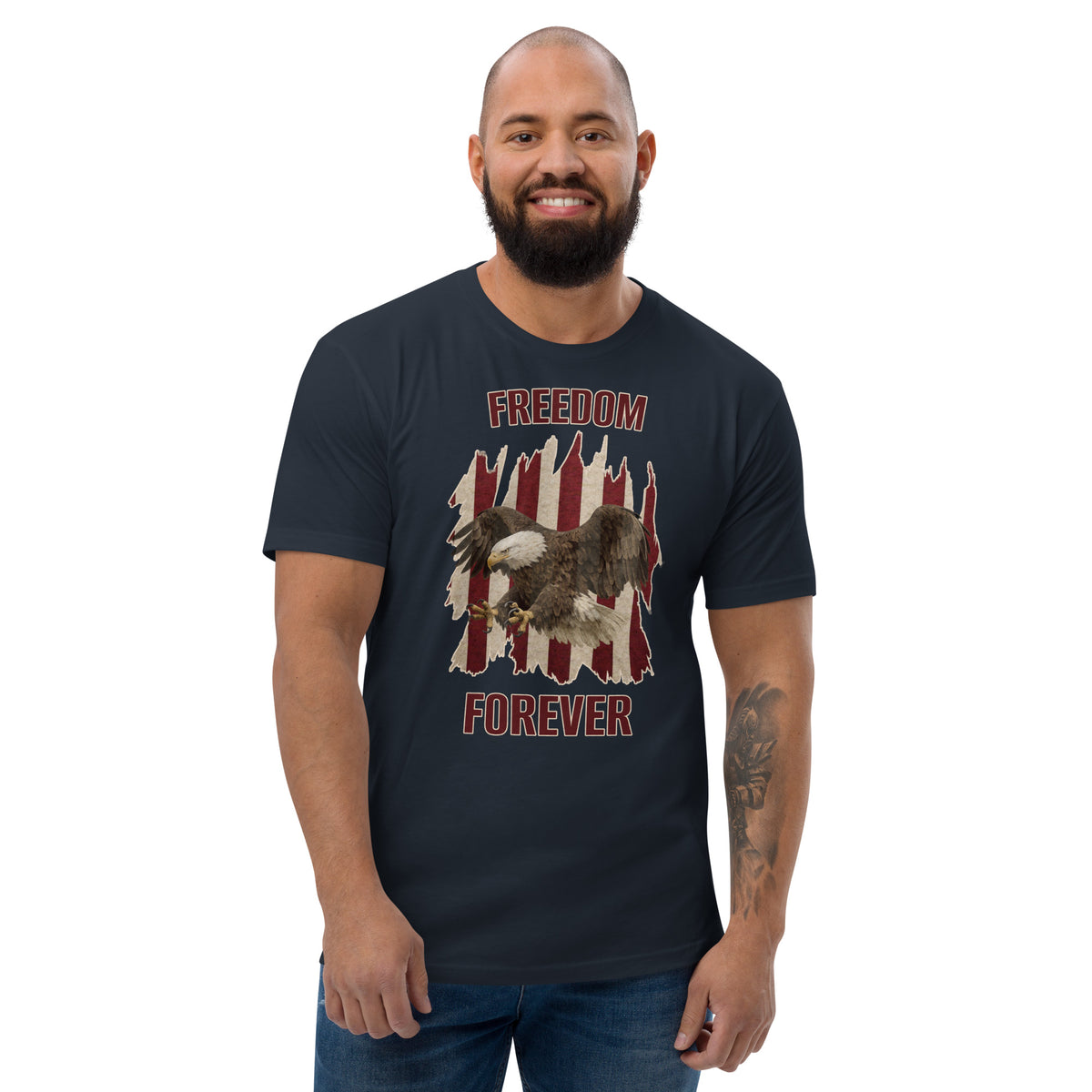 Men's navy Freedom forever American flag and eagle t-shirt