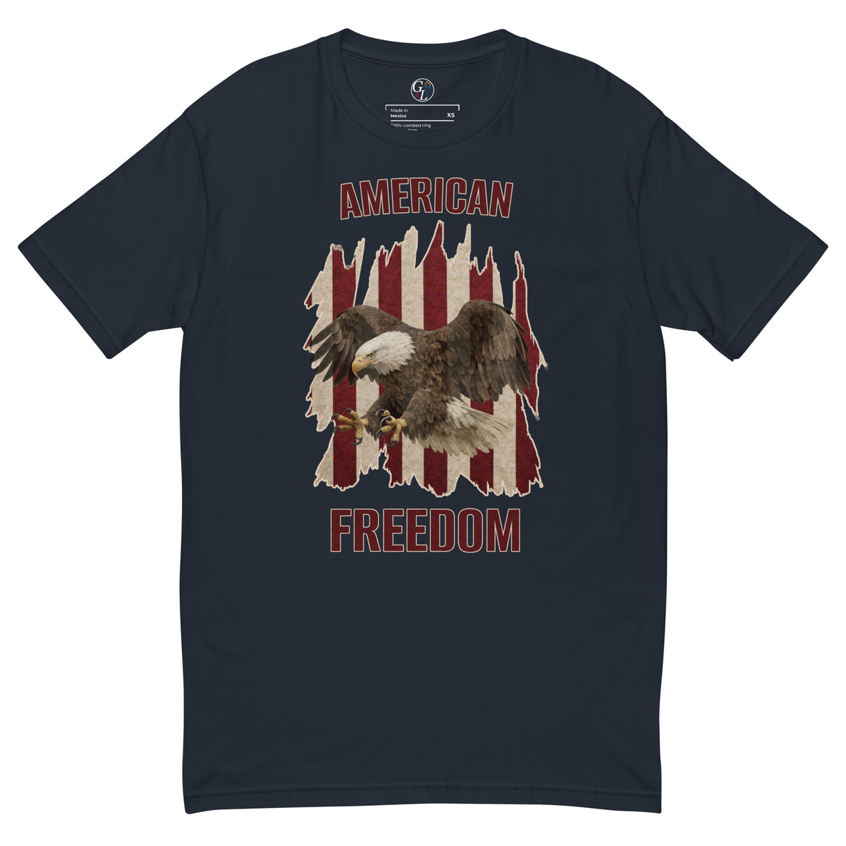 Men's American freedom American flag eagle shirt navy