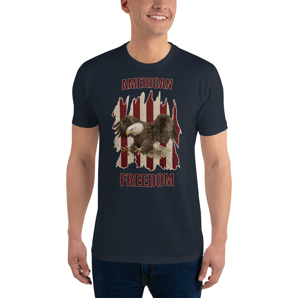 Men's American freedom American flag eagle shirt navy 