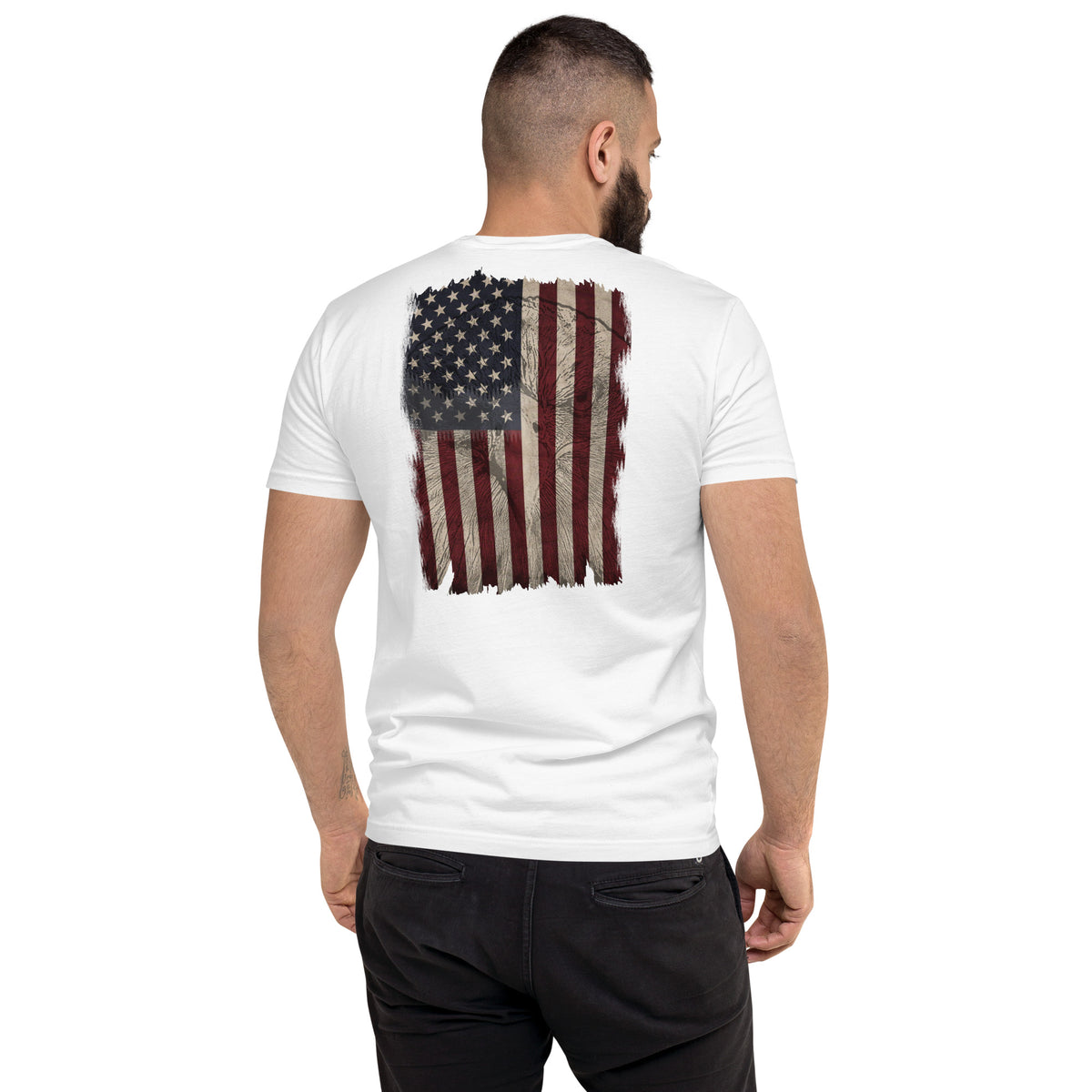 White Men's Bald eagle in American flag t-shirt