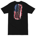 black freedom treads tire and American flag design men's t-shirt