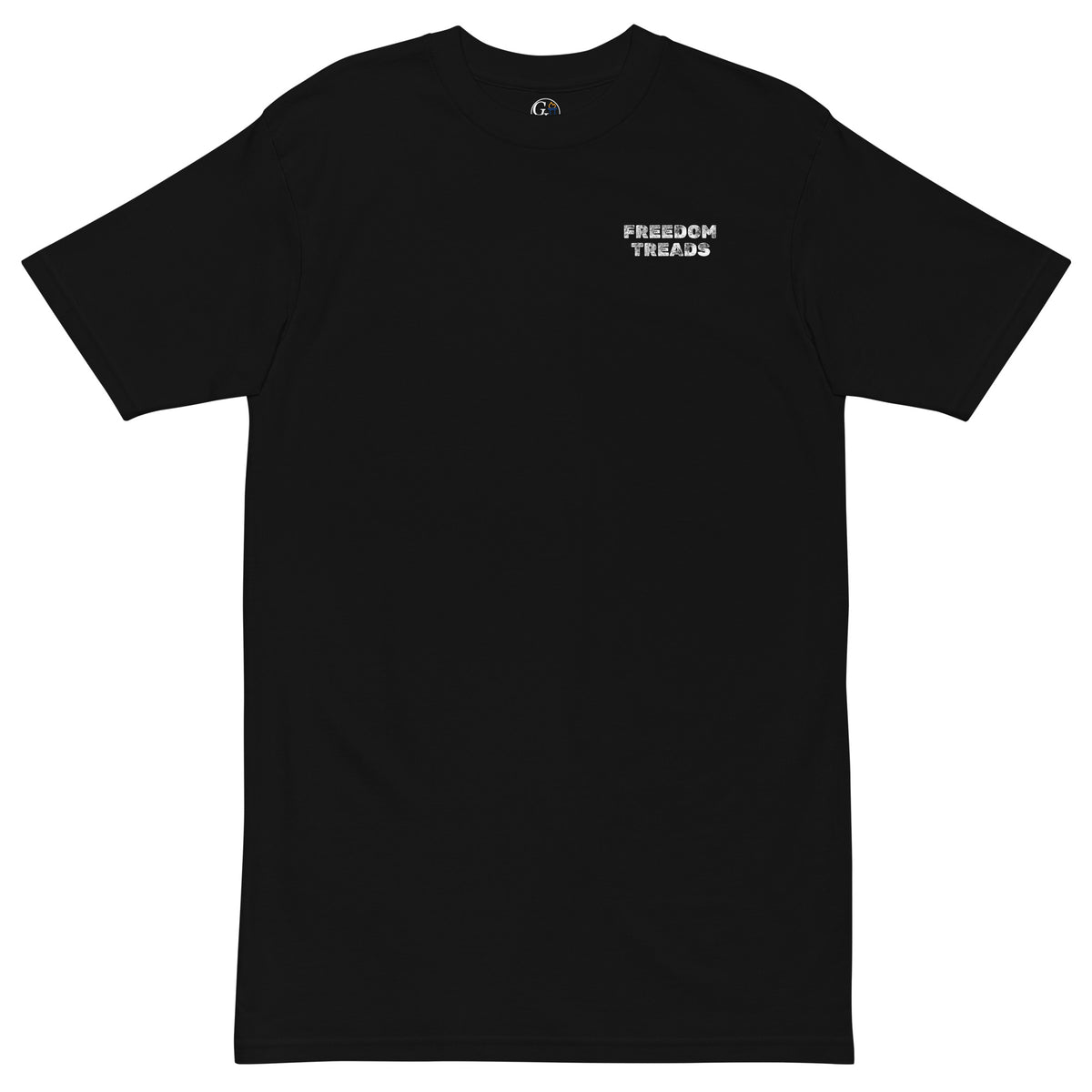 black freedom treads tire and American flag design men's t-shirt