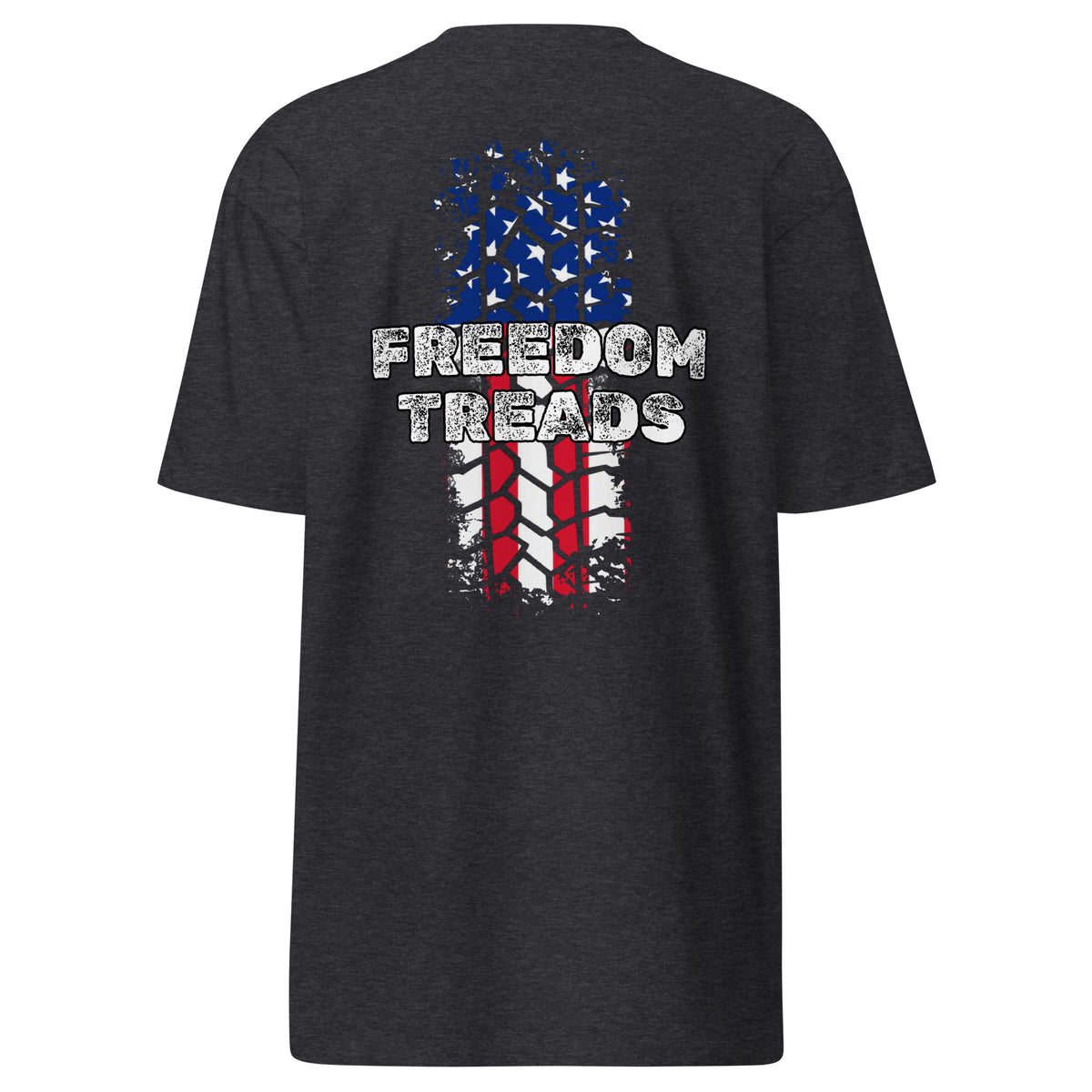 Men's freedom treads, tire treads in American flag t-shirt design black