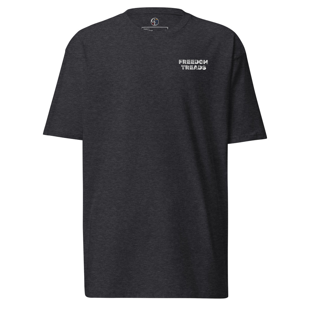 Men's freedom treads, tire treads in American flag t-shirt design black