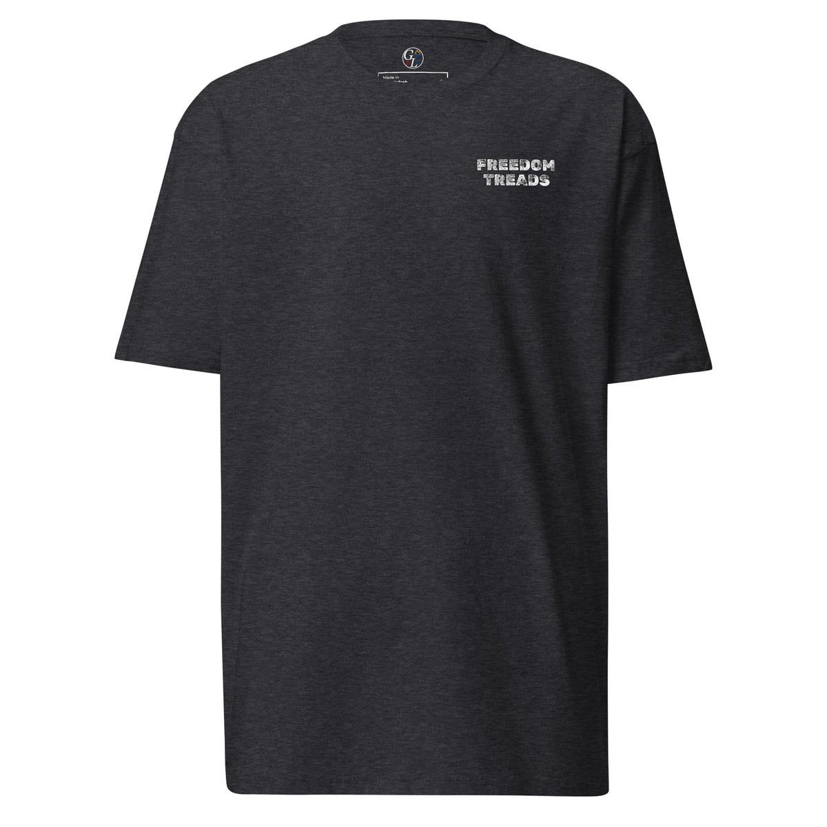 Men's freedom treads, tire treads in American flag t-shirt design black