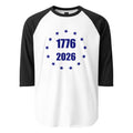 White and black America 1776 to 2026 stars design women's 3/4 t-shirt