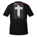 Men's Faith over fear American flag cross design black t-shirt