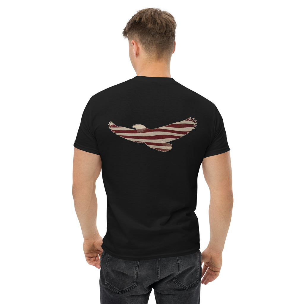 black Vintage American Flag eagle men's t-shirt