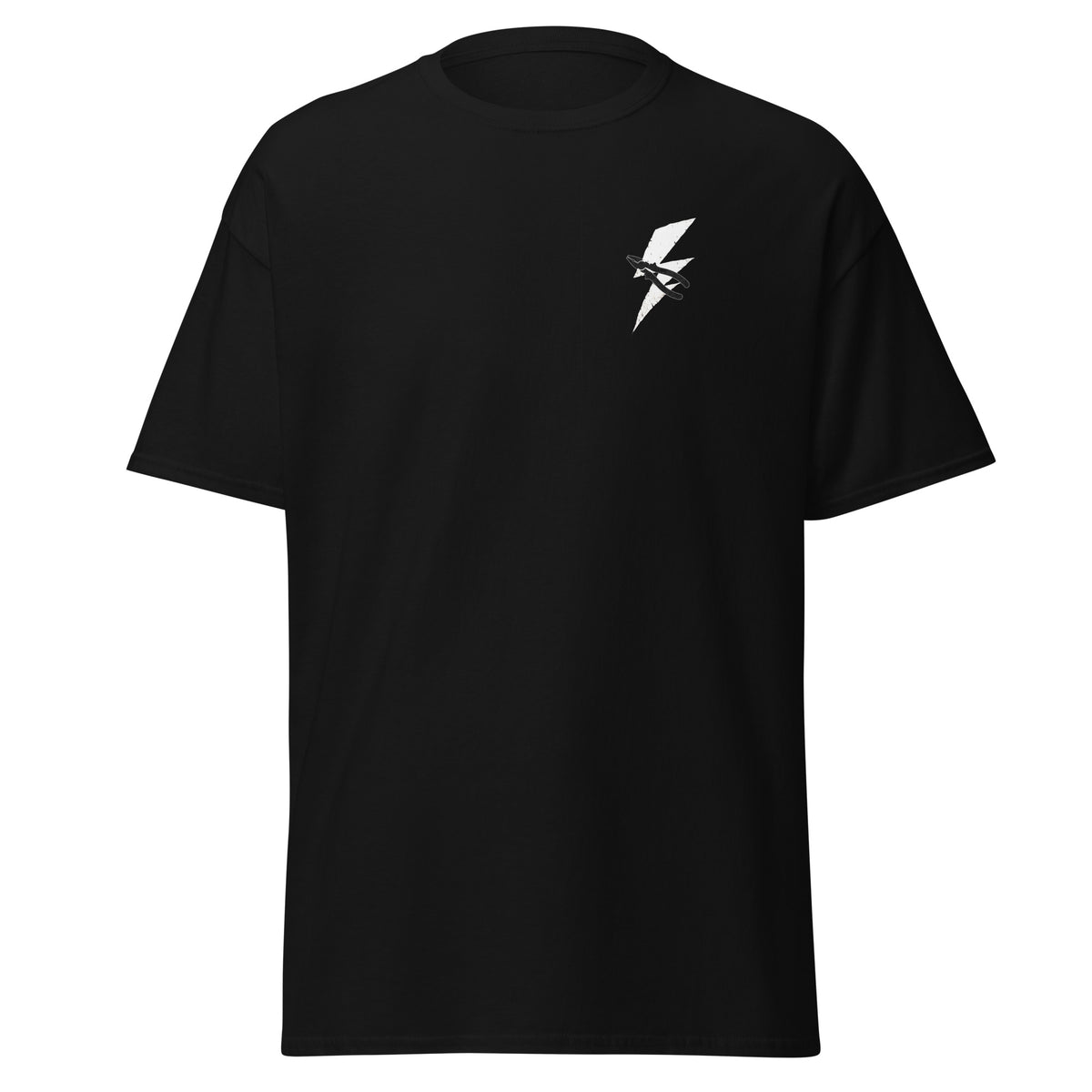 Men's black t-shirt with lightning bolt and pliers with distressed American flag design for electricians