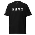 Men's US Navy shirt block lettering and American flag sleeve black