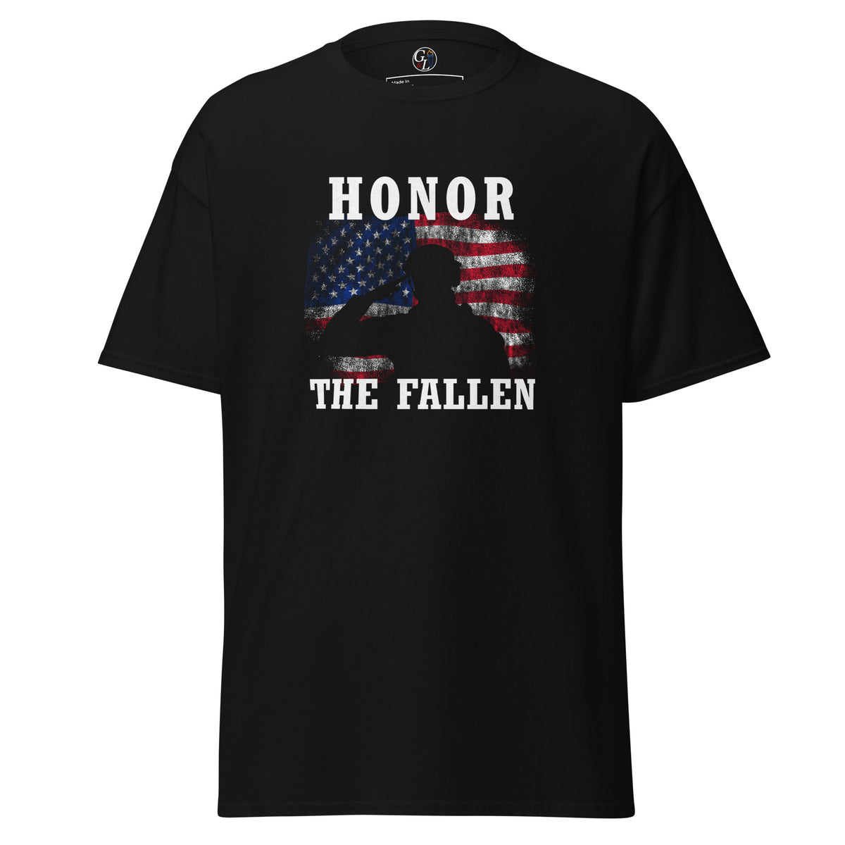 Men's Military Honor the Fallen American flag and soldier salute t-shirt black
