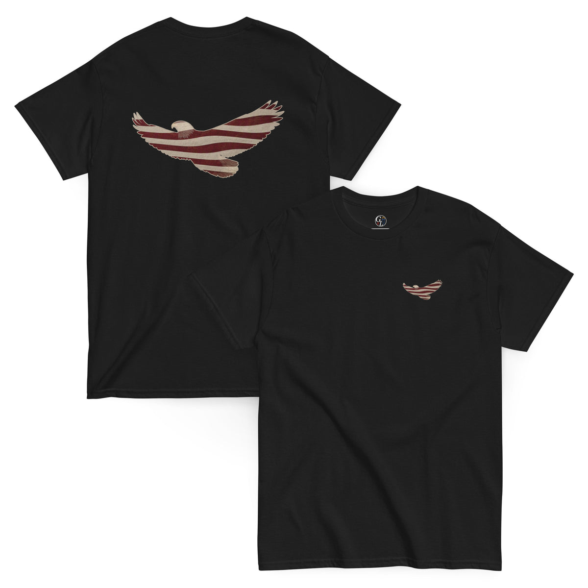 black Vintage American Flag eagle men's t-shirt