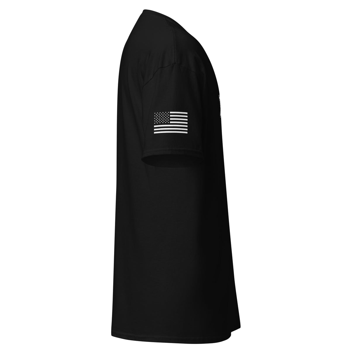 Men's air force shirt block lettering and American flag sleeve black