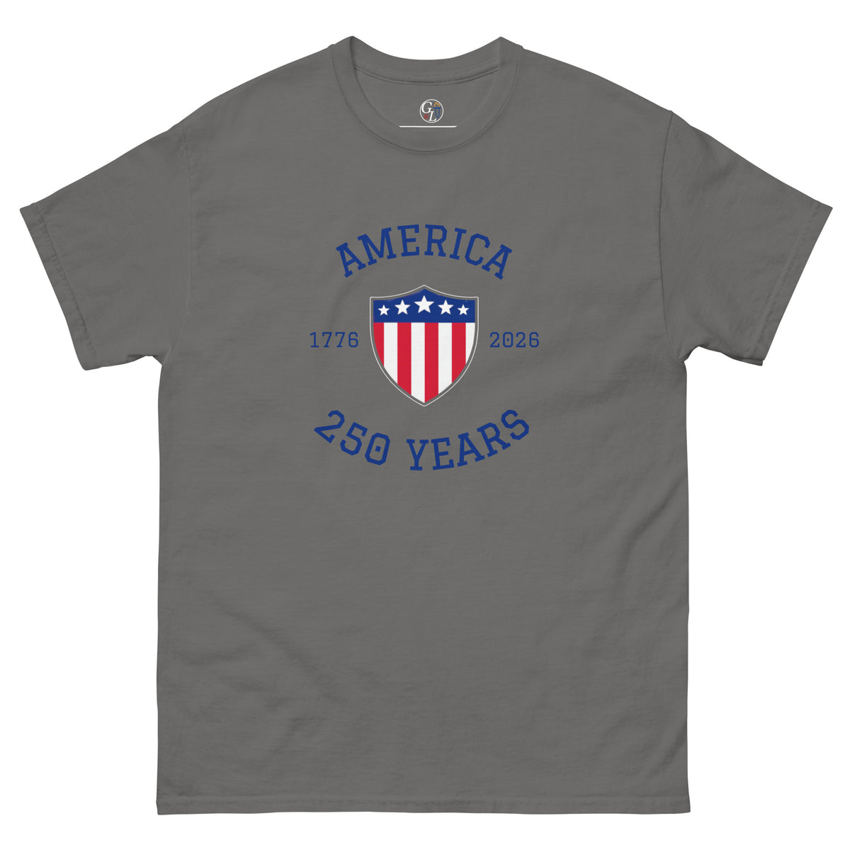 Men's America 250 sport block lettering American flag design grey