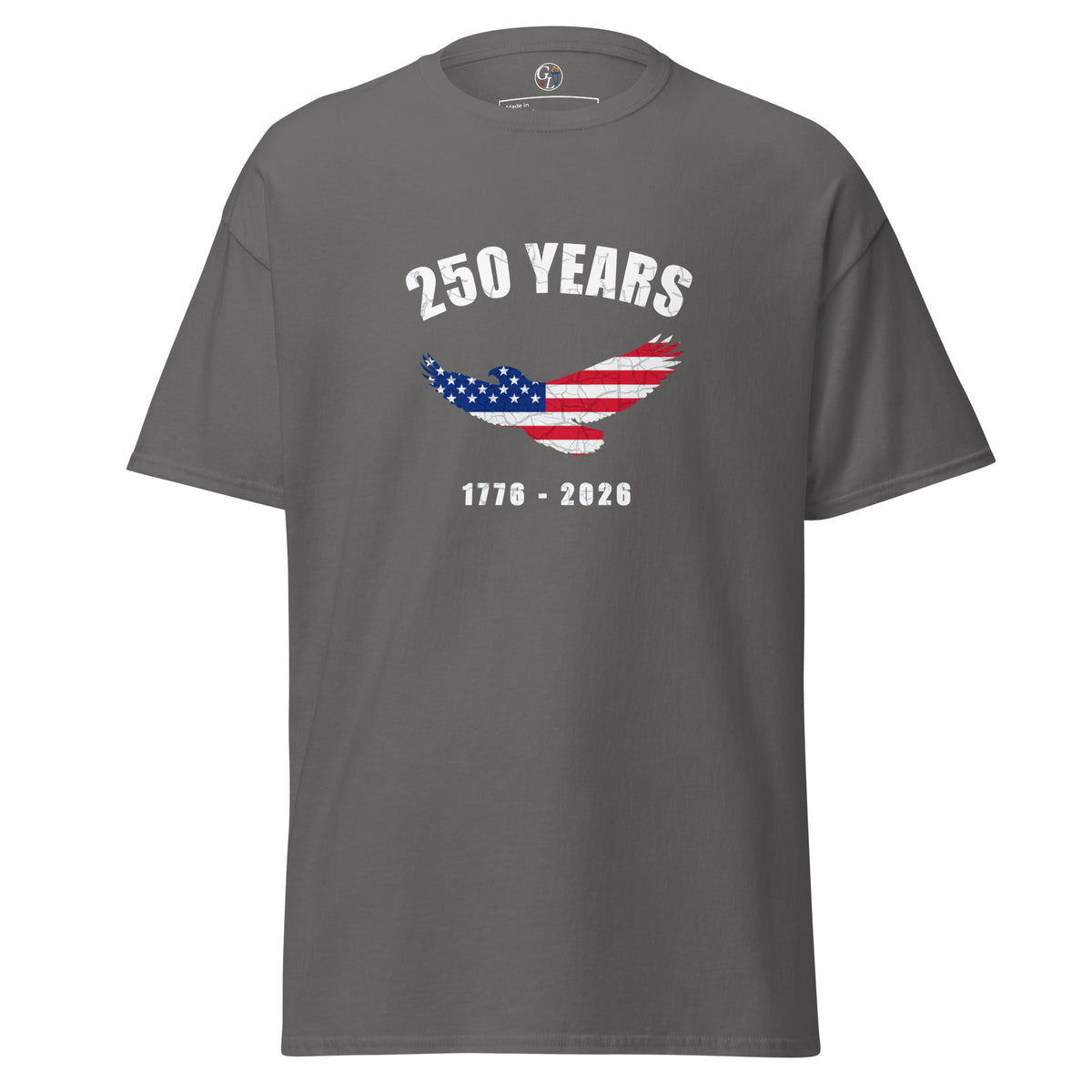 Men's 250 years American freedom shirt with eagle American flag design grey