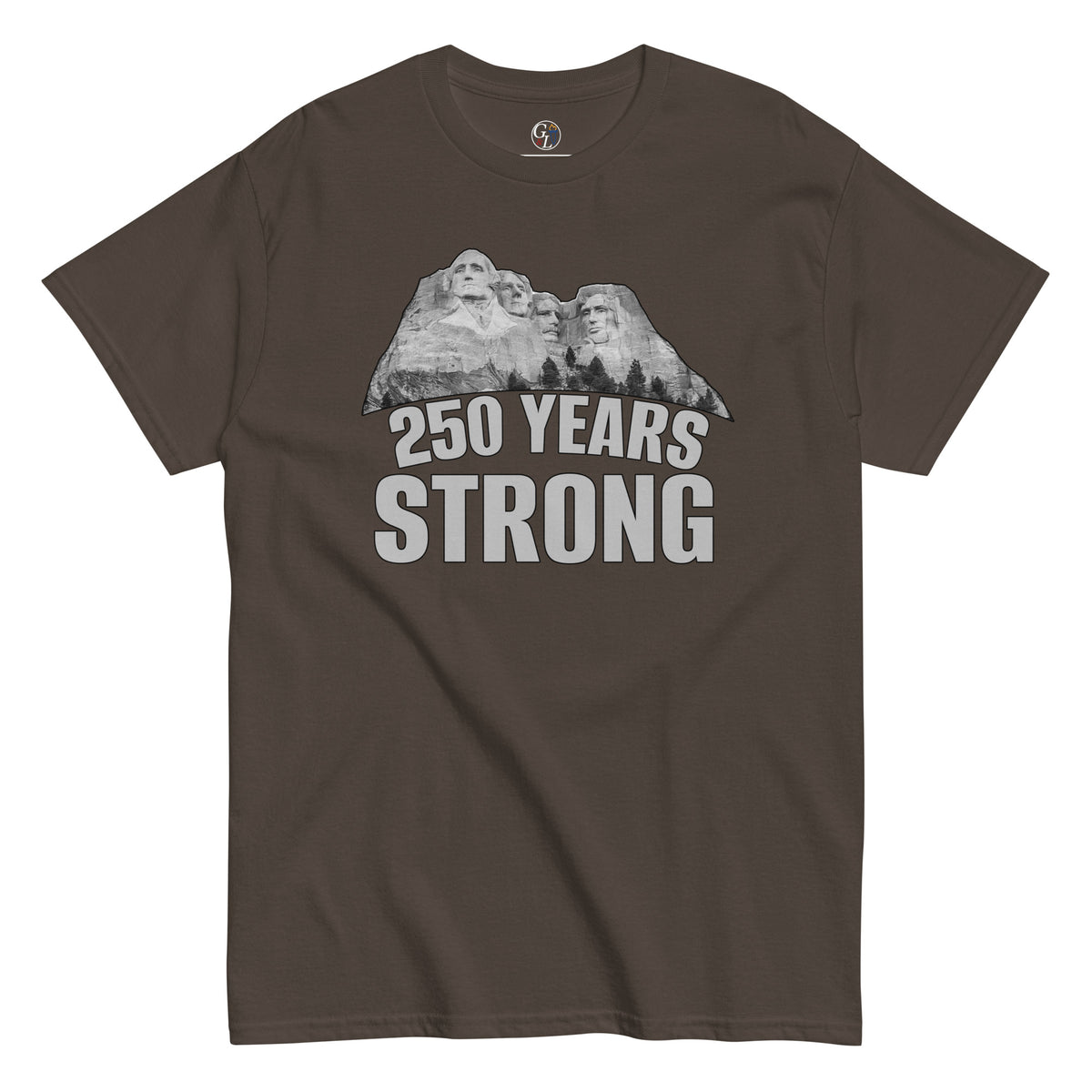 Men's Mount Rushmore 250 Years Strong t-shirt brown