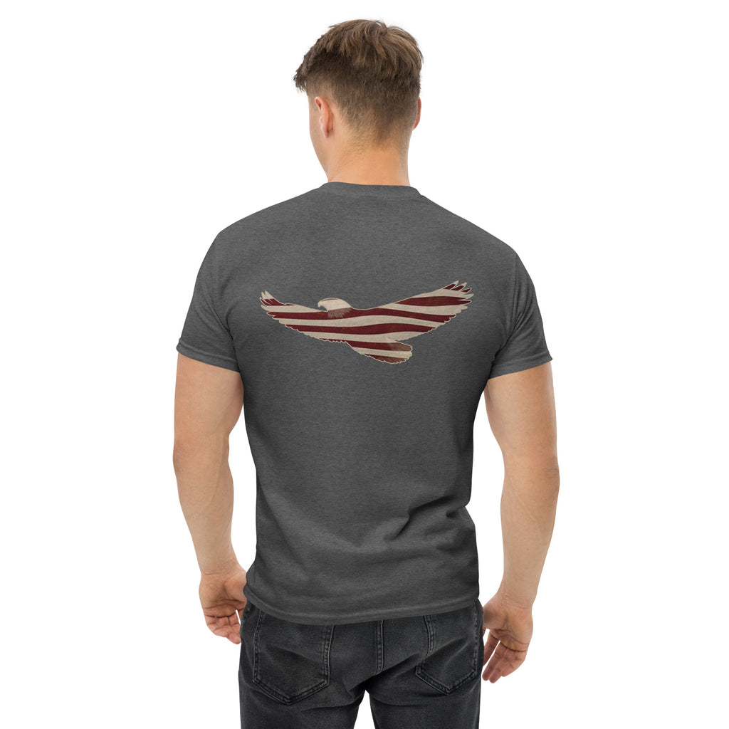 gray Vintage American Flag eagle men's t-shirt