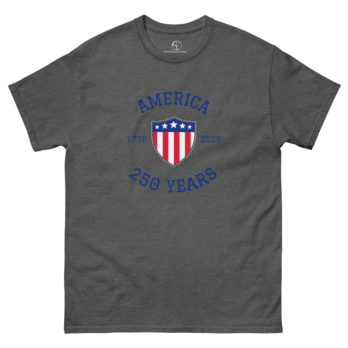 Men's America 250 sport block lettering American flag design grey