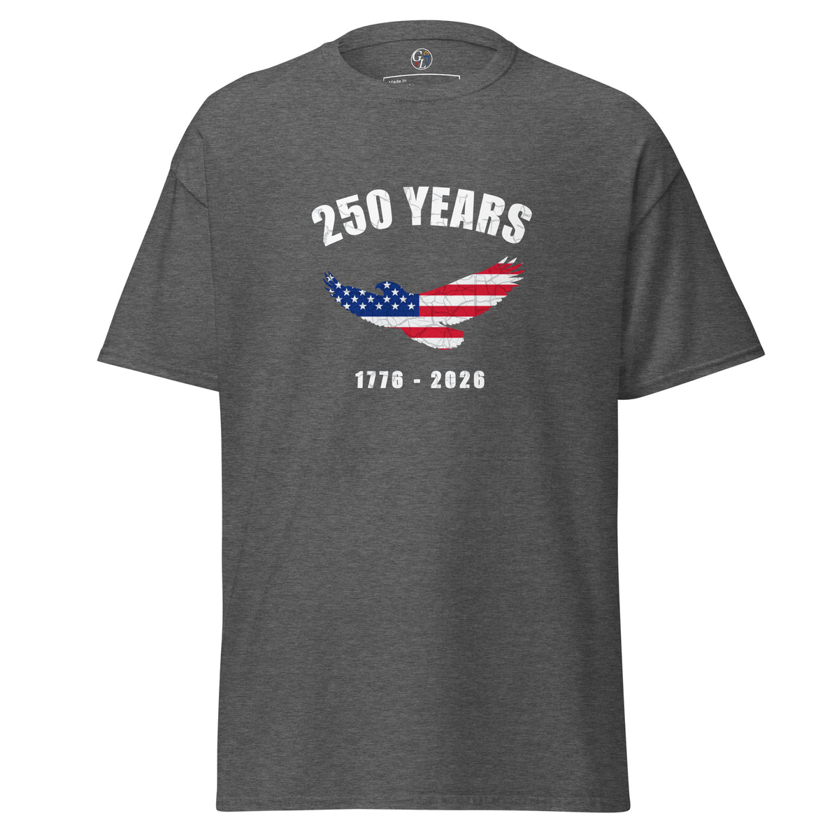 Men's 250 years American freedom shirt with eagle American flag design grey