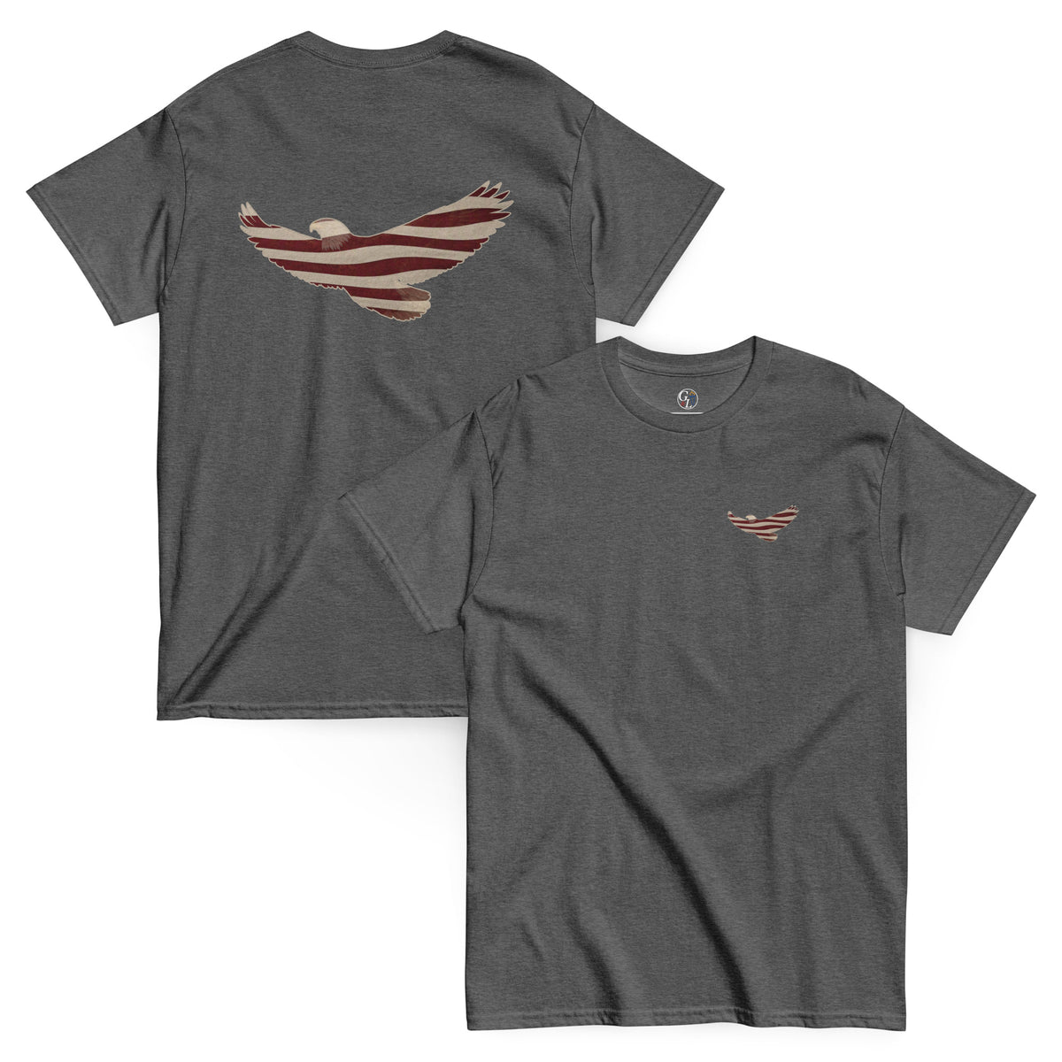 gray Vintage American Flag eagle men's t-shirt