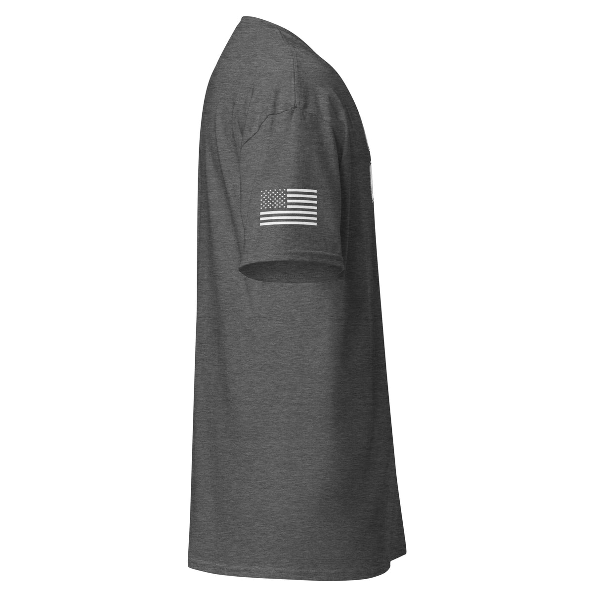 Men's coast guard shirt block lettering and American flag sleeve grey