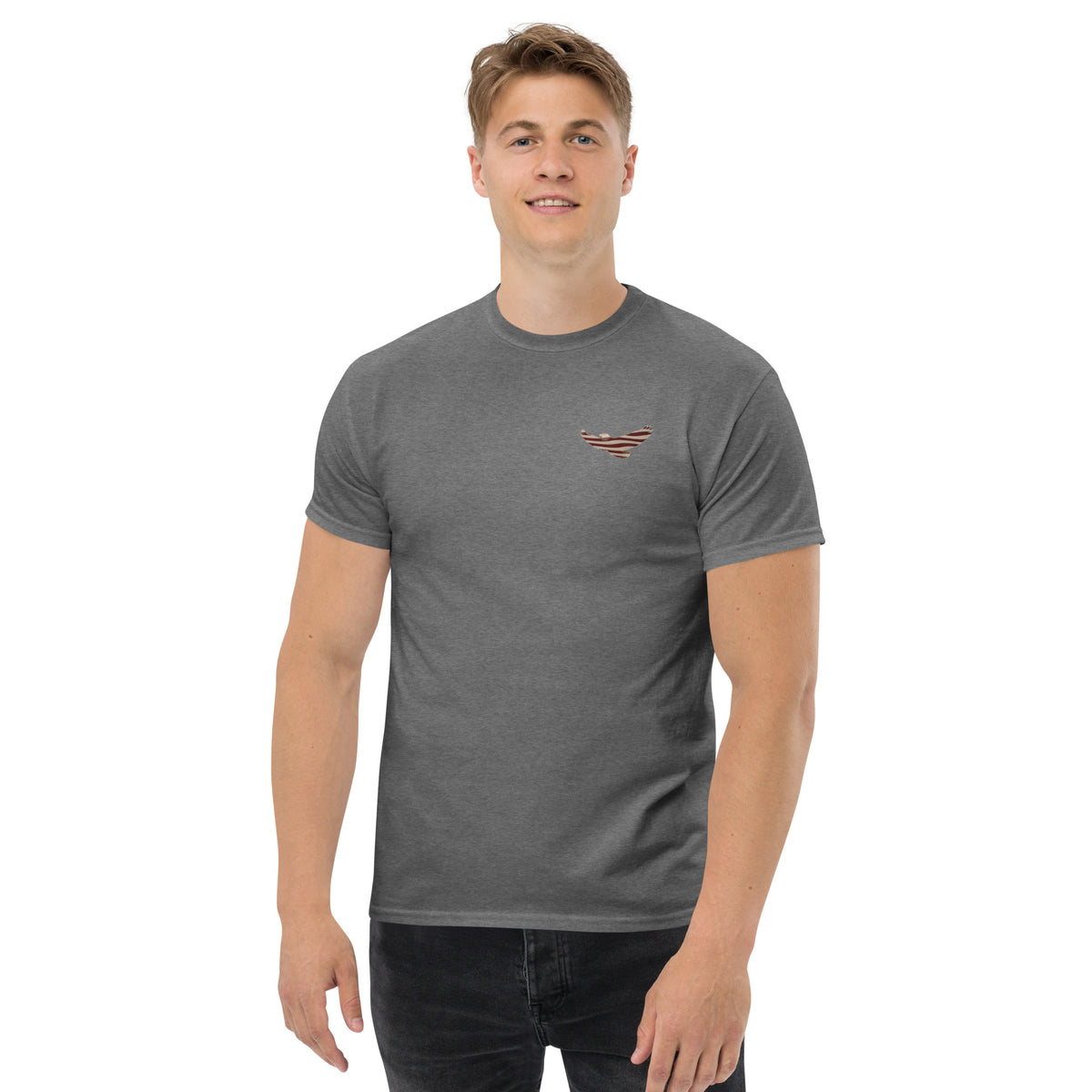 gray Vintage American Flag eagle men's t-shirt