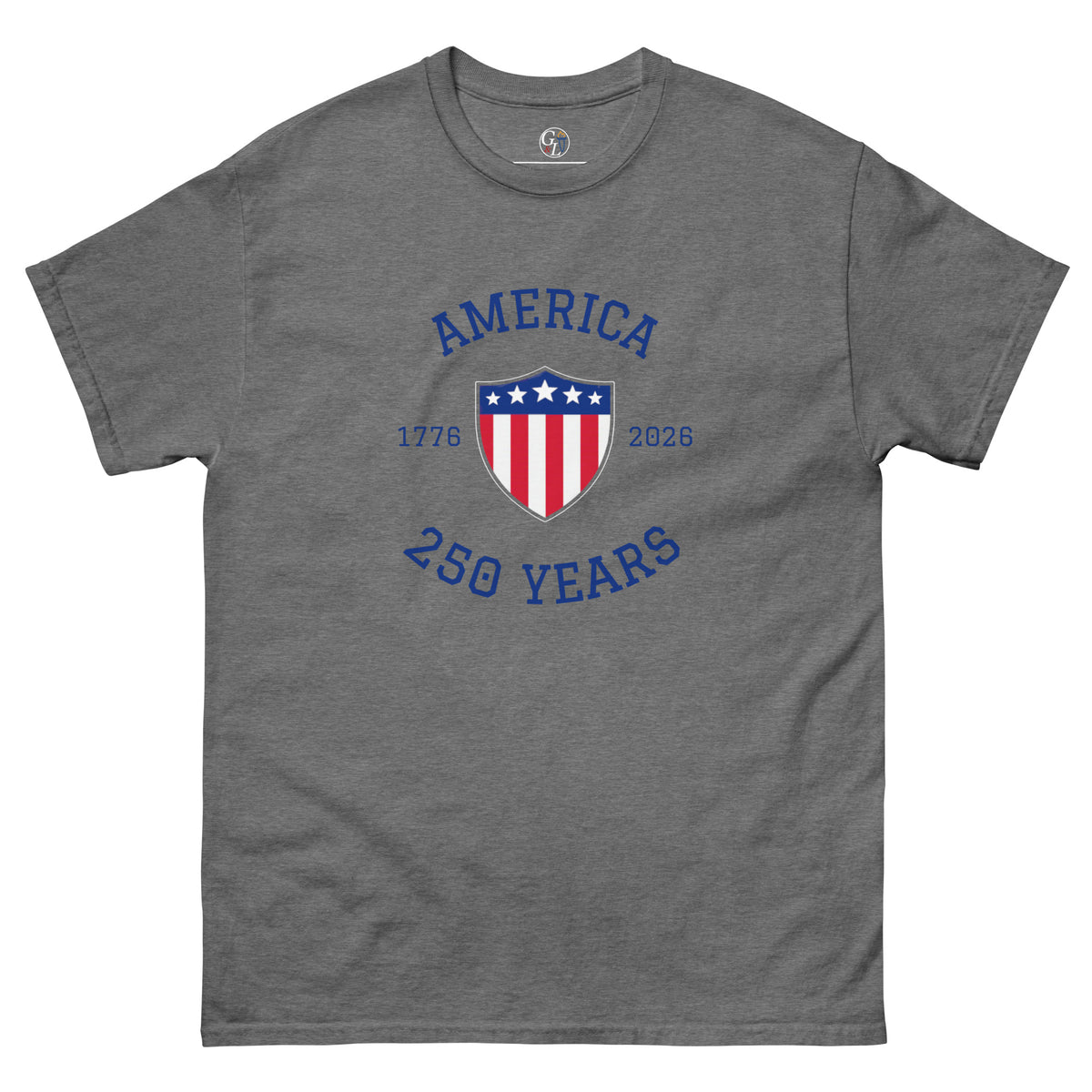 Men's America 250 sport block lettering American flag design grey