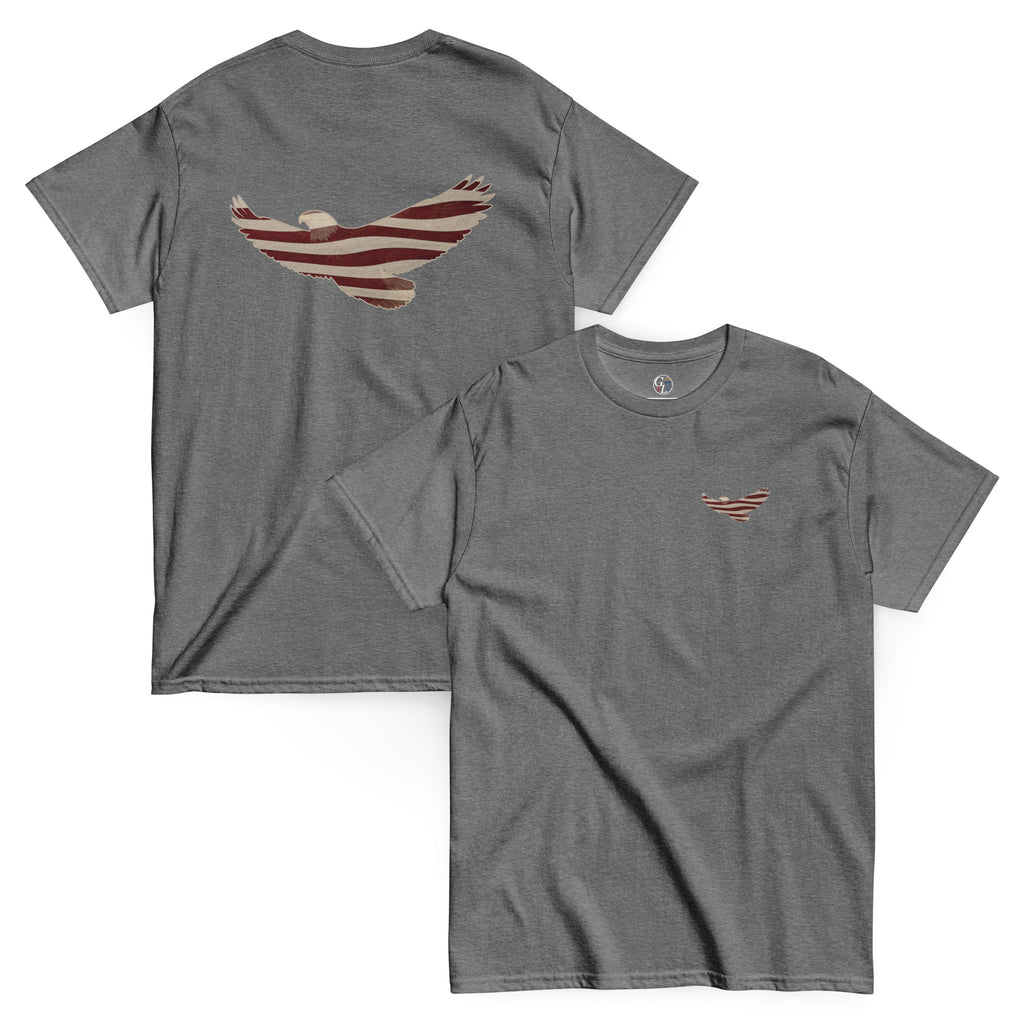 gray Vintage American Flag eagle men's t-shirt