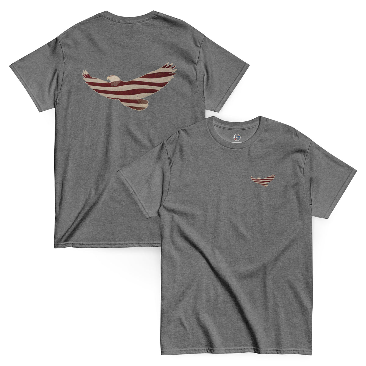 gray Vintage American Flag eagle men's t-shirt